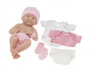 JC Toys/Berenguer - La Newborn - La Newborn Nursery 8 Piece Layette Baby Doll Gift Set, featuring 14" Life-Like Smiling Newborn Doll, Pink